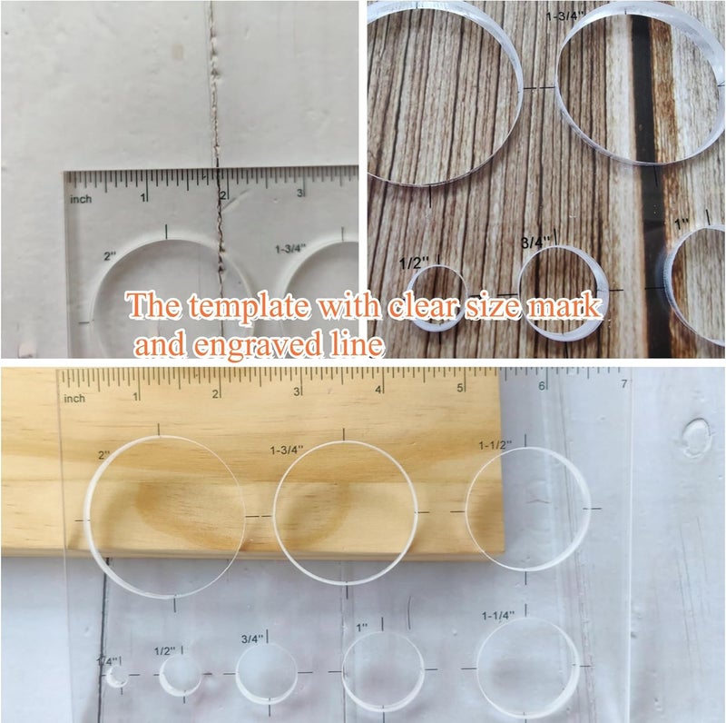 KINGRIA 8 in1 Bowtie Jia Router Template for Woodworking 1/4'' Thick DIY Router Template Jig Kit Acrylic Circle Inlay Template Decorative Guide (Circle) - Image 4